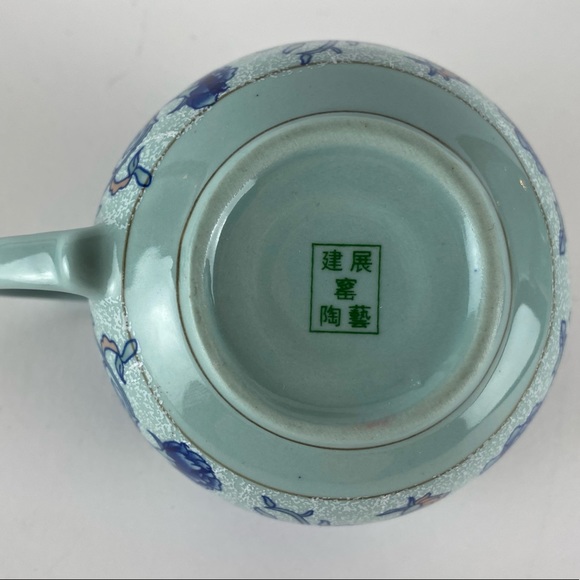 Vintage Handpainted Asian Tea set with Six small cups Milk pitcher and Sugarbowl - Picture 14 of 15